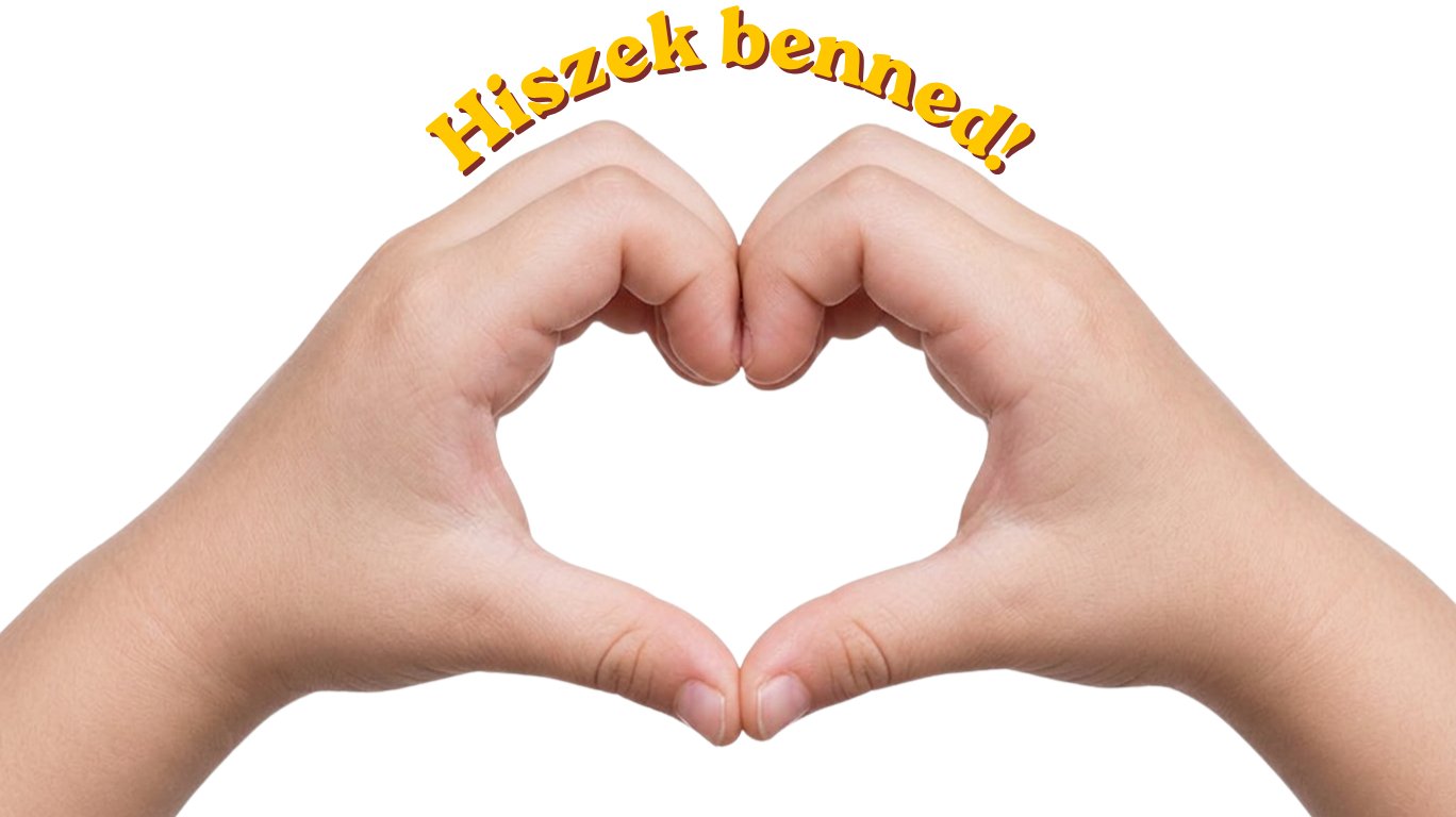 Szív alakban összeérő kezek – Hiszek benned!
